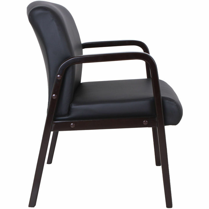 Image of Lorell Guest Chair,Leather/Wood,24"x25-5/8"x33-1/4",Black/Espresso