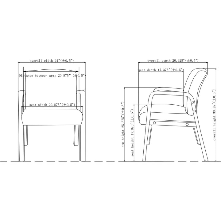 Image of Lorell Guest Chair,Leather/Wood,24"x25-5/8"x33-1/4",Black/Espresso