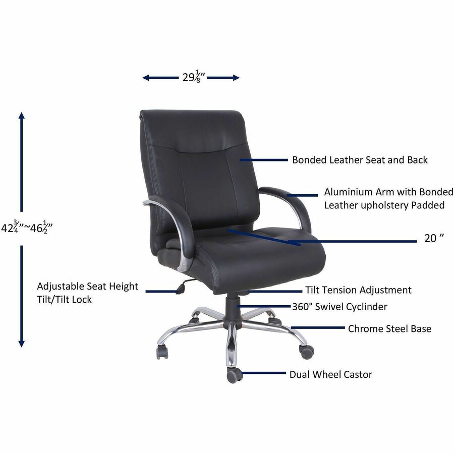 Image of Lorell Chair, 450lb Capacity, 22-7/8"x30-1/4"x46-7/8", Black