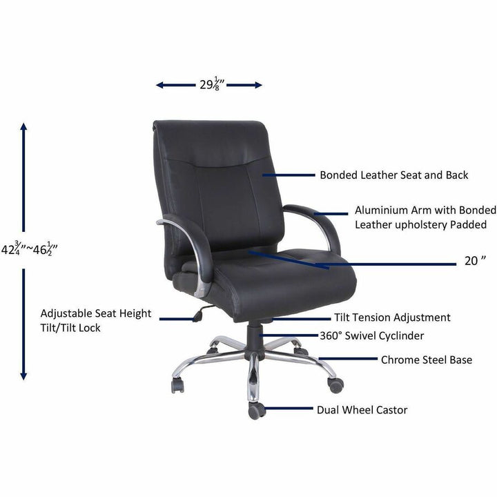 Image of Lorell Chair, 450lb Capacity, 22-7/8"x30-1/4"x46-7/8", Black