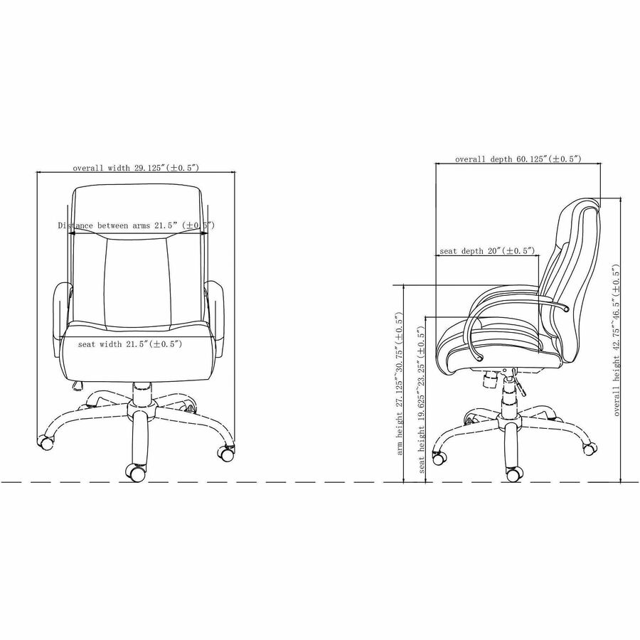 Image of Lorell Chair, 450lb Capacity, 22-7/8"x30-1/4"x46-7/8", Black