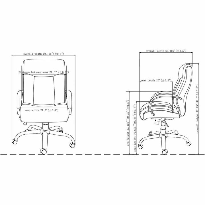 Image of Lorell Chair, 450lb Capacity, 22-7/8"x30-1/4"x46-7/8", Black
