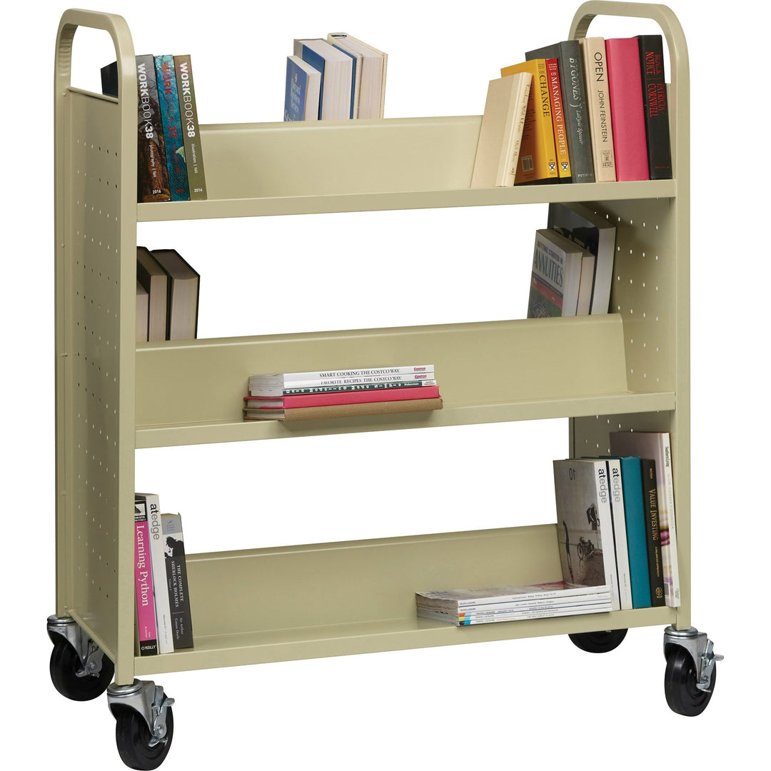 Image of Lorell Book Cart,Double-sided,6-shelf,38"x18"x46-1/4",Putty