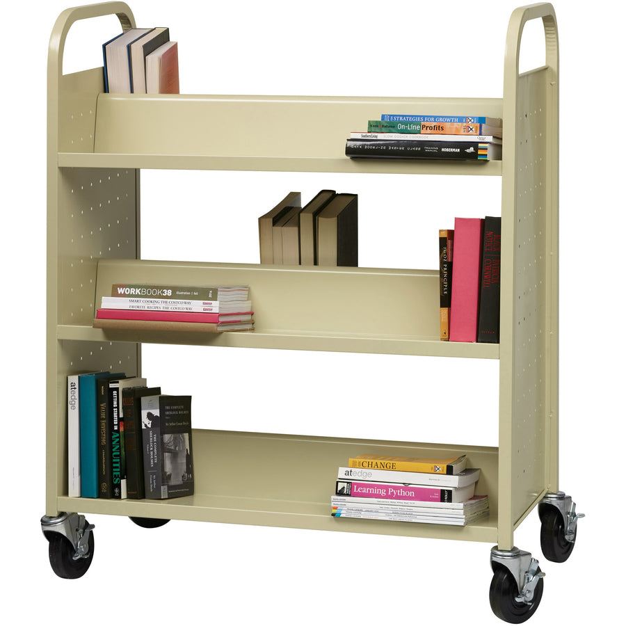 Image of Lorell Book Cart,Double-sided,6-shelf,38"x18"x46-1/4",Putty