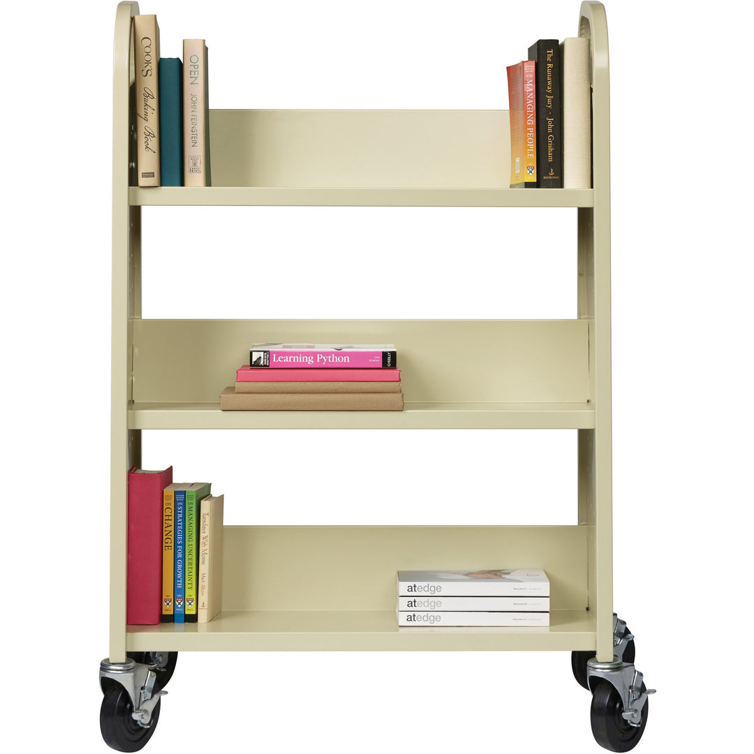 Image of Lorell Book Cart, Single-sided, 3-shelf,30-3/4"x13"x46-1/4", Putty