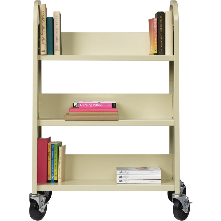 Image of Lorell Book Cart, Single-sided, 3-shelf,30-3/4"x13"x46-1/4", Putty