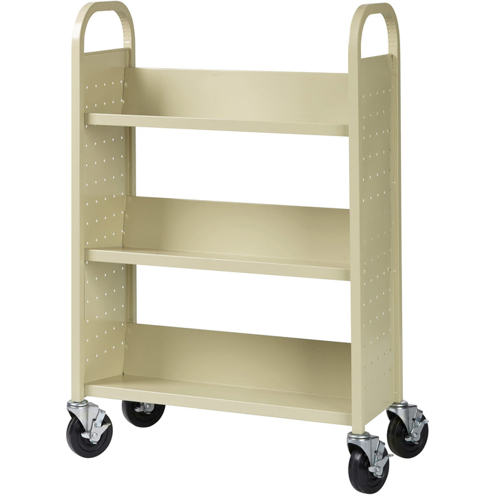 Image of Lorell Book Cart, Single-sided, 3-shelf,30-3/4"x13"x46-1/4", Putty