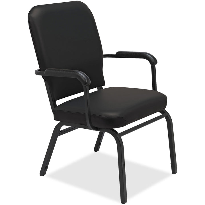 Image of Lorell Stack Chair w/Arm, 500lb Cap, 25-1/2"x25"x35-1/2", 2/CT,V/BK