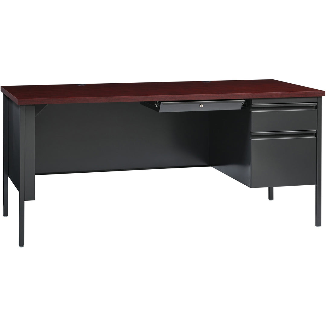 Image of Lorell Desk, Right-Pedestal, Steel, 66"x30"x29-1/2", Mahogany/CCL