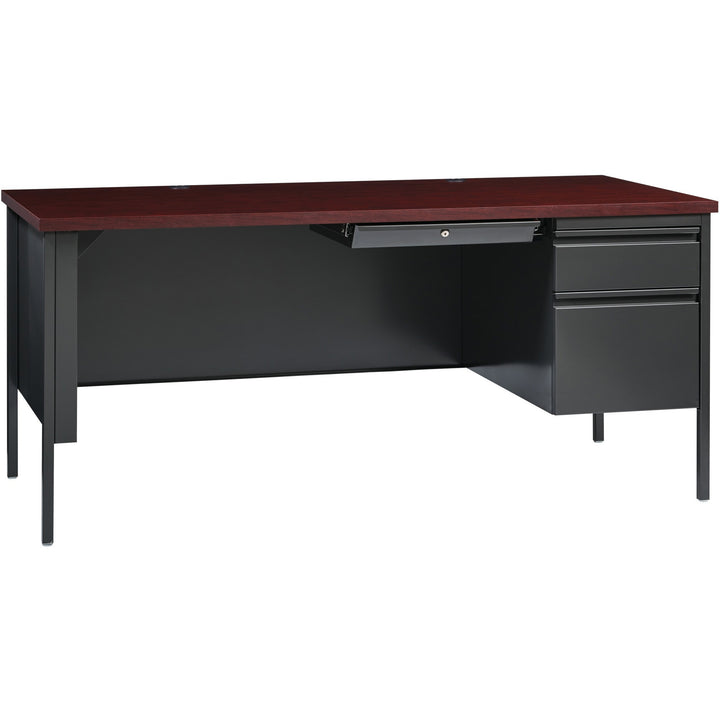 Image of Lorell Desk, Right-Pedestal, Steel, 66"x30"x29-1/2", Mahogany/CCL