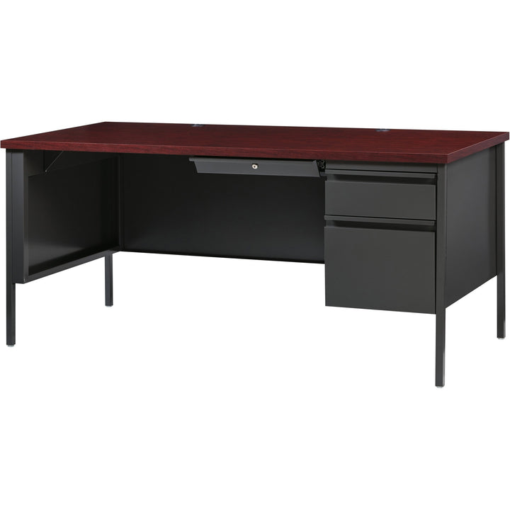 Image of Lorell Desk, Right-Pedestal, Steel, 66"x30"x29-1/2", Mahogany/CCL