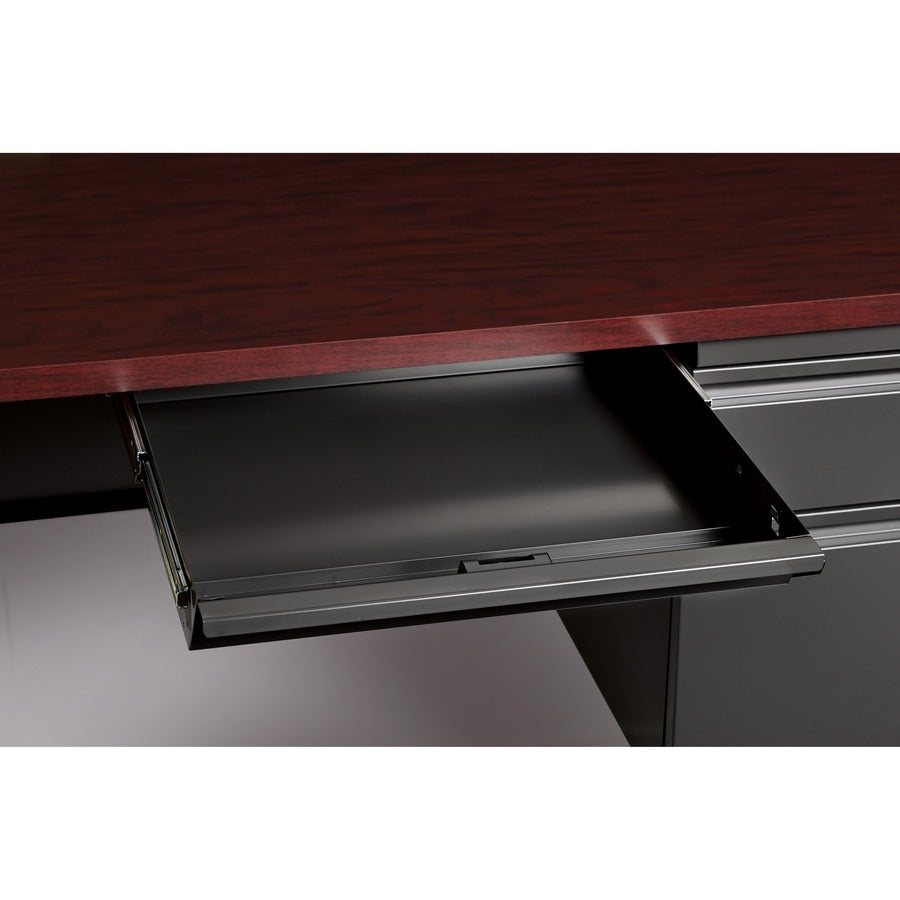 Image of Lorell Desk, Right-Pedestal, Steel, 66"x30"x29-1/2", Mahogany/CCL