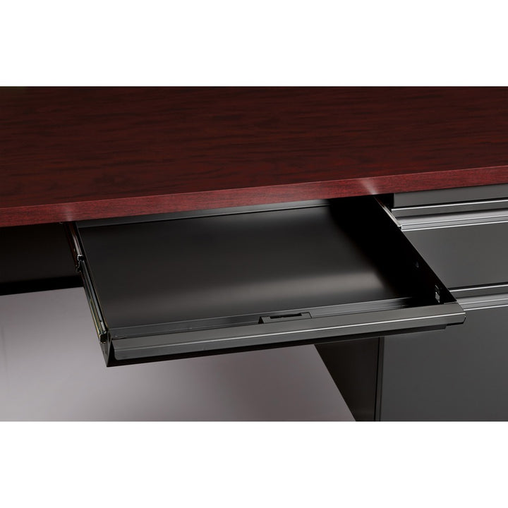 Image of Lorell Desk, Right-Pedestal, Steel, 66"x30"x29-1/2", Mahogany/CCL