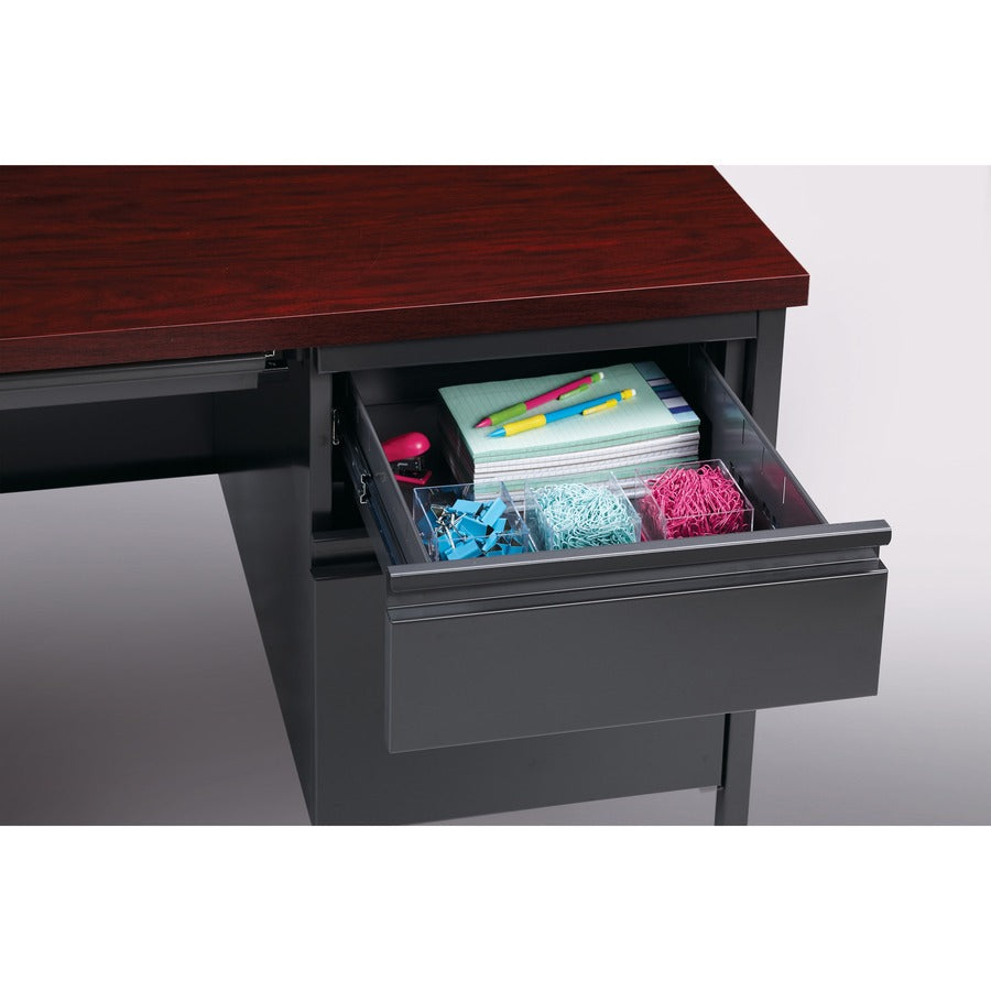 Image of Lorell Desk, Right-Pedestal, Steel, 66"x30"x29-1/2", Mahogany/CCL
