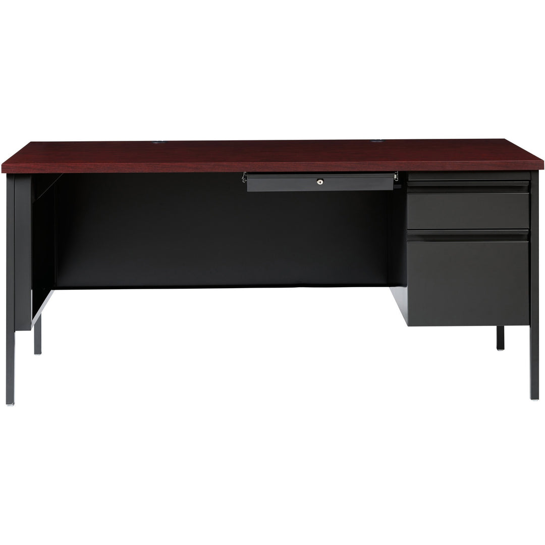 Image of Lorell Desk, Right-Pedestal, Steel, 66"x30"x29-1/2", Mahogany/CCL