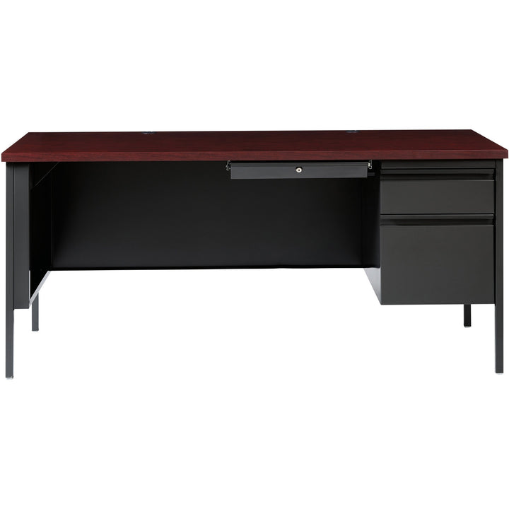 Image of Lorell Desk, Right-Pedestal, Steel, 66"x30"x29-1/2", Mahogany/CCL