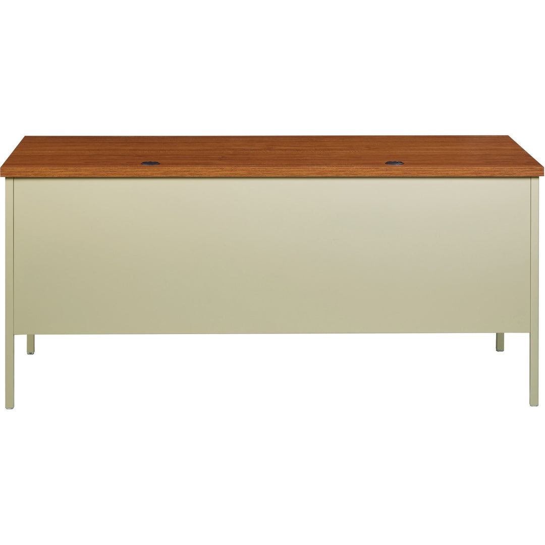 Image of Lorell Desk, Left-Pedestal, Steel, 66"x30"x29-1/2", Oak/Putty