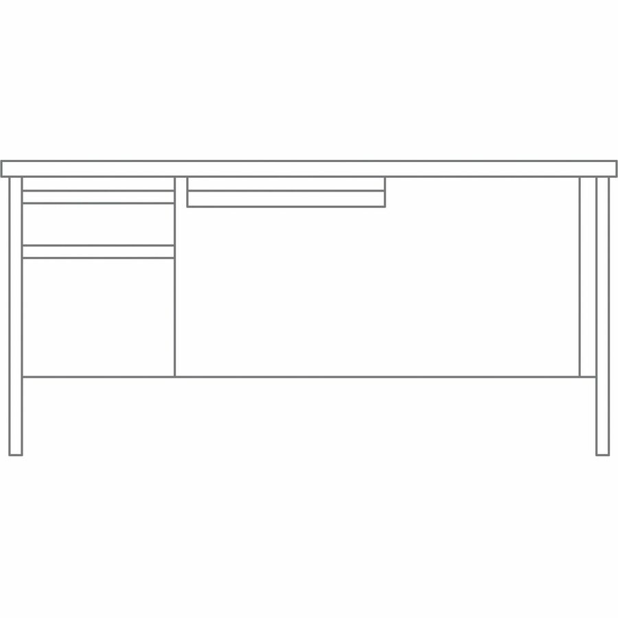 Image of Lorell Desk, Left-Pedestal, Steel, 66"x30"x29-1/2", Walnut/Black