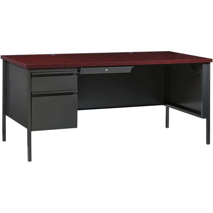 Image of Lorell Desk, Left-Pedestal, Steel, 66"X30"29-1/2", Mahogany/CCL