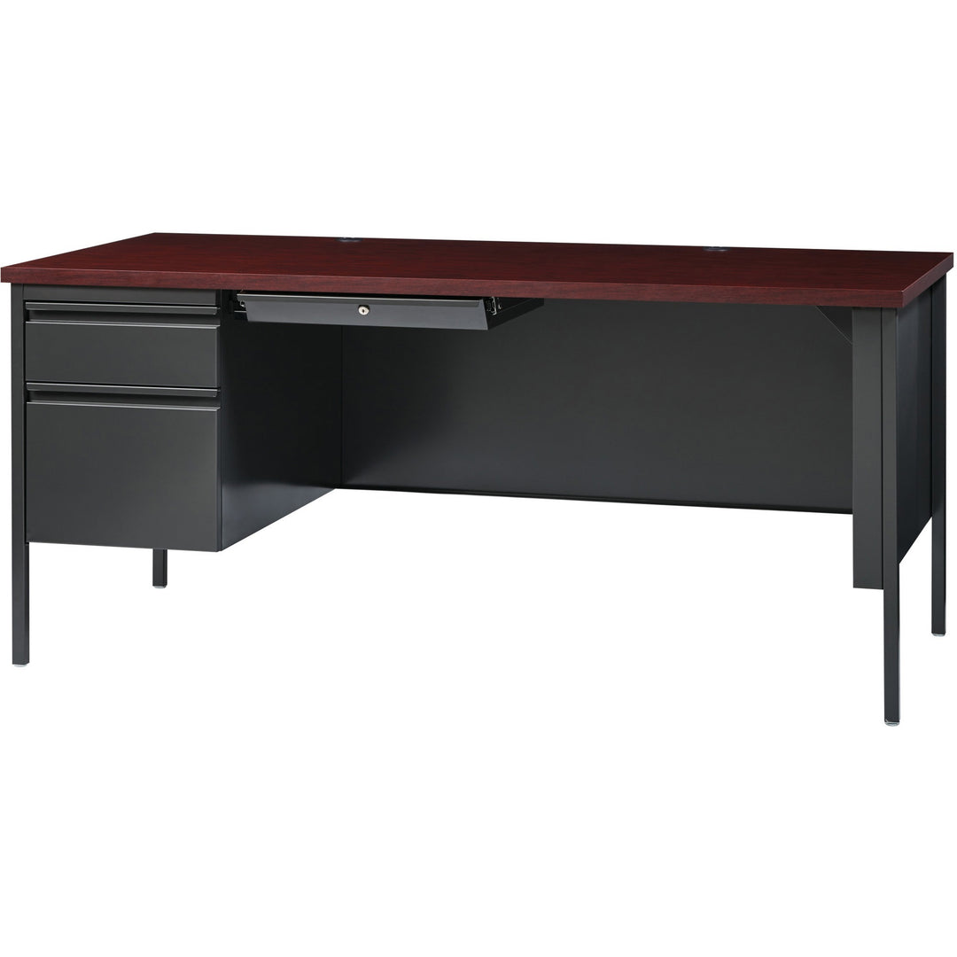 Image of Lorell Desk, Left-Pedestal, Steel, 66"X30"29-1/2", Mahogany/CCL