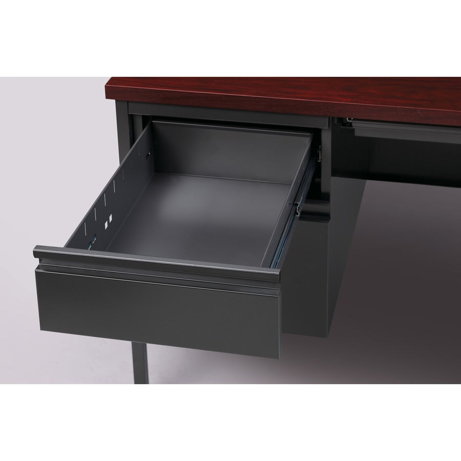 Image of Lorell Desk, Left-Pedestal, Steel, 66"X30"29-1/2", Mahogany/CCL