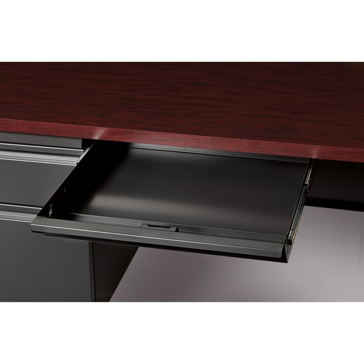 Image of Lorell Desk, Left-Pedestal, Steel, 66"X30"29-1/2", Mahogany/CCL