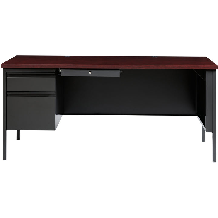 Image of Lorell Desk, Left-Pedestal, Steel, 66"X30"29-1/2", Mahogany/CCL