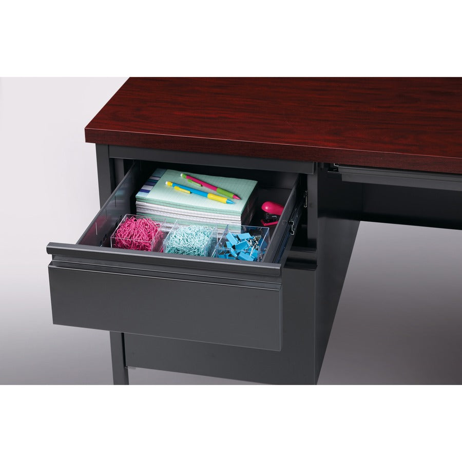 Image of Lorell Desk, Left-Pedestal, Steel, 66"X30"29-1/2", Mahogany/CCL