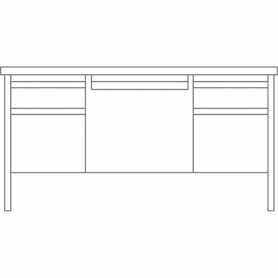 Image of Lorell Desk, Double-Pedestal, Steel, 60"x30"x29-1/2", Oak/Putty