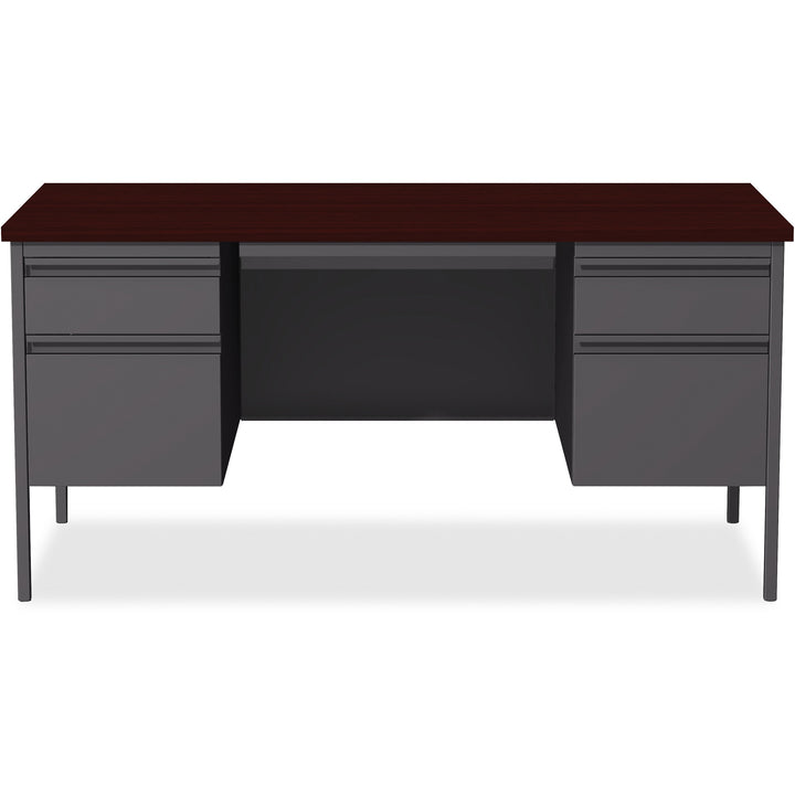 Image of Lorell Desk, Double-Pedestal, Steel, 60"x30"x29-1/2", Mahogany/CCL