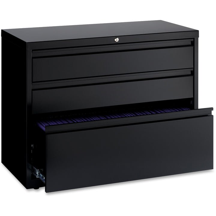 Image of Lorell Lateral File Cabinet, 3-Drawer, 36"x18-5/8"x28", Black