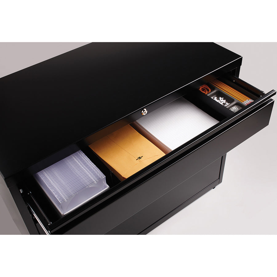 Image of Lorell Lateral File Cabinet, 3-Drawer, 36"x18-5/8"x28", Black