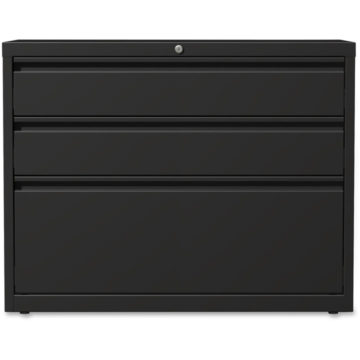 Image of Lorell Lateral File Cabinet, 3-Drawer, 36"x18-5/8"x28", Black