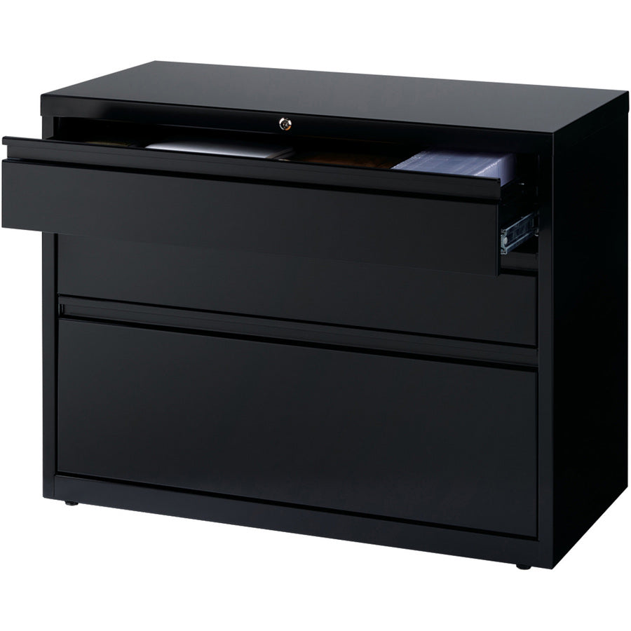 Image of Lorell Lateral File Cabinet, 3-Drawer, 36"x18-5/8"x28", Black