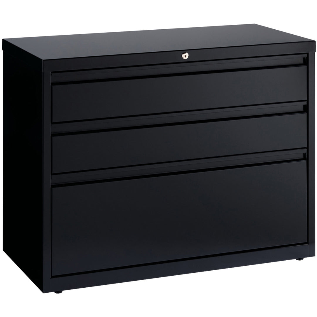 Image of Lorell Lateral File Cabinet, 3-Drawer, 36"x18-5/8"x28", Black