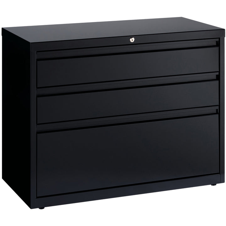 Image of Lorell Lateral File Cabinet, 3-Drawer, 36"x18-5/8"x28", Black