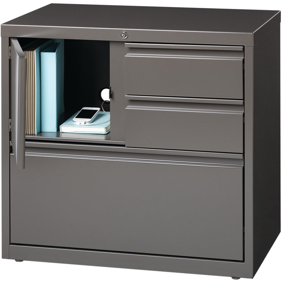 Image of Lorell PSC Door Lateral File, 30"x18-5/8"x28", Charcoal Gray