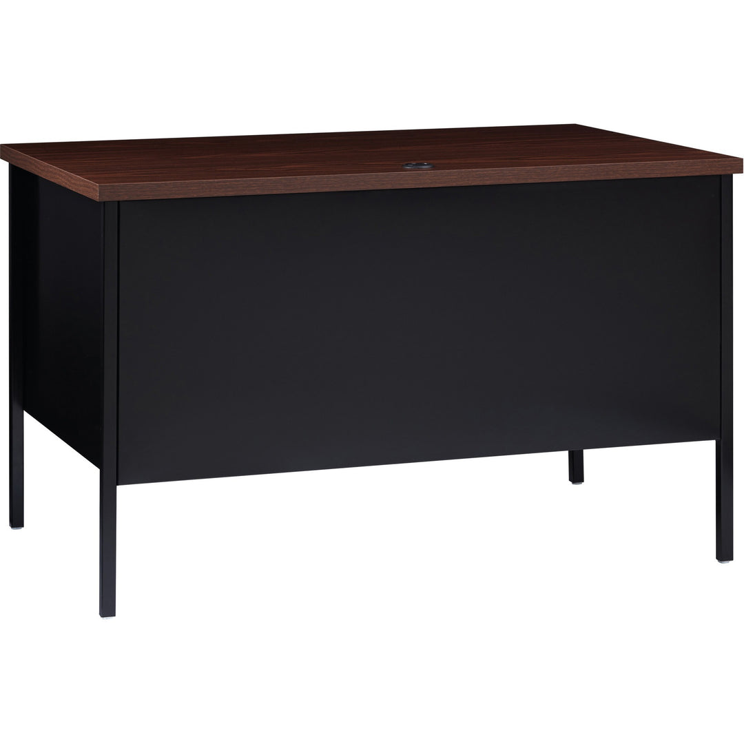 Image of Lorell Desk, Right-Pedestal, Steel, 48"x30"x29-1/2",Walnut/Black