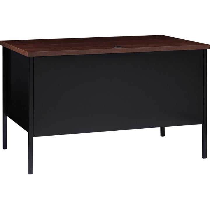 Image of Lorell Desk, Right-Pedestal, Steel, 48"x30"x29-1/2",Walnut/Black