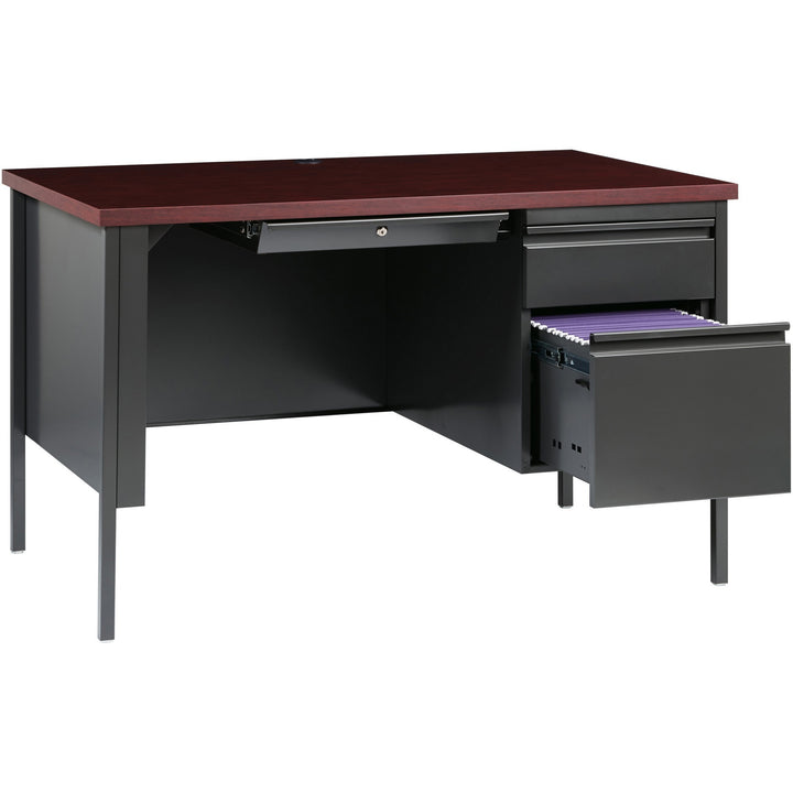 Image of Lorell Desk, Right-Pedestal, Steel, 48"x30"x29-1/2", Mahogany/CCL