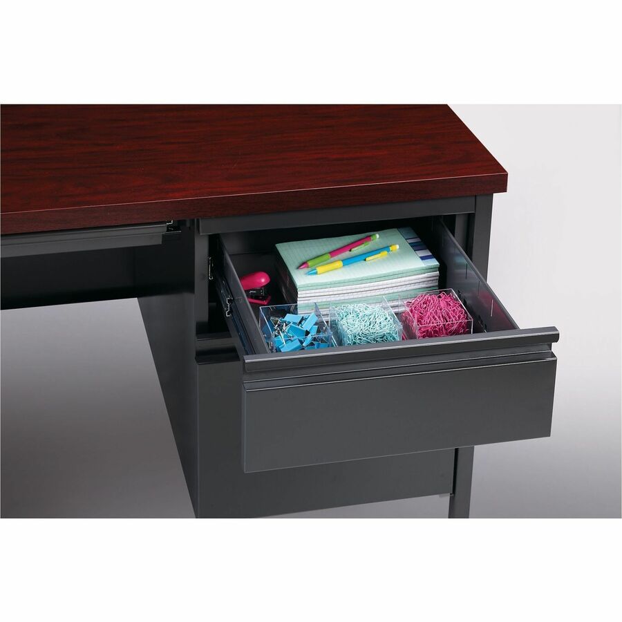 Image of Lorell Desk, Right-Pedestal, Steel, 48"x30"x29-1/2", Mahogany/CCL