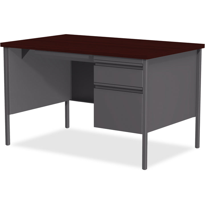 Image of Lorell Desk, Right-Pedestal, Steel, 48"x30"x29-1/2", Mahogany/CCL