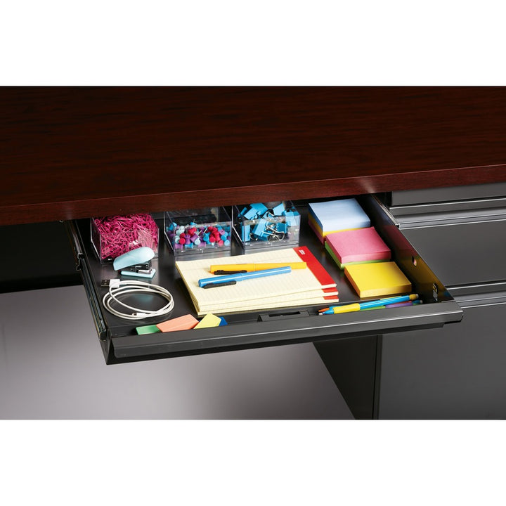 Image of Lorell Desk, Right-Pedestal, Steel, 48"x30"x29-1/2", Mahogany/CCL