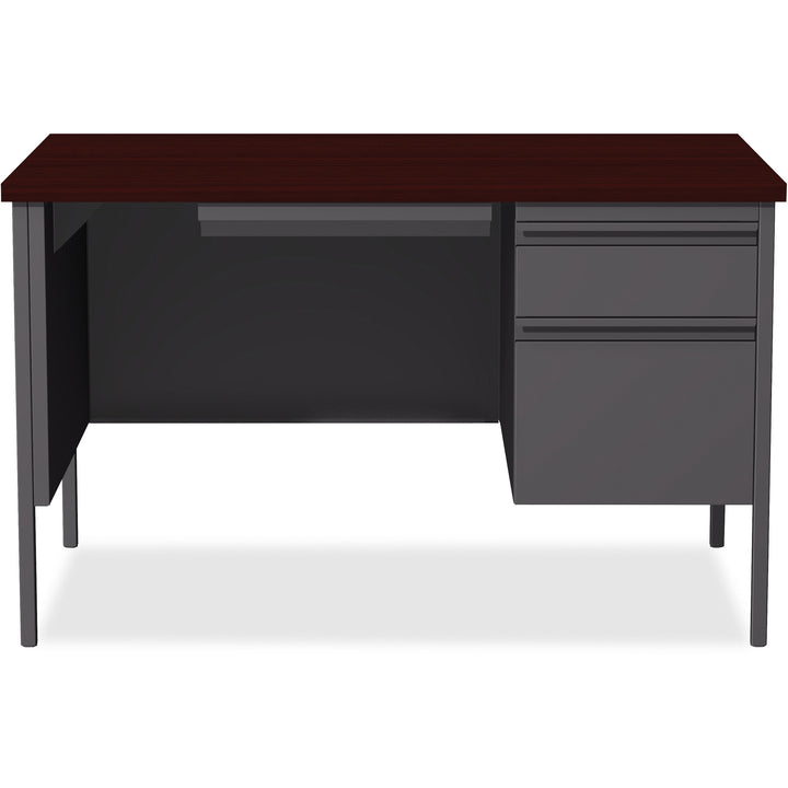 Image of Lorell Desk, Right-Pedestal, Steel, 48"x30"x29-1/2", Mahogany/CCL