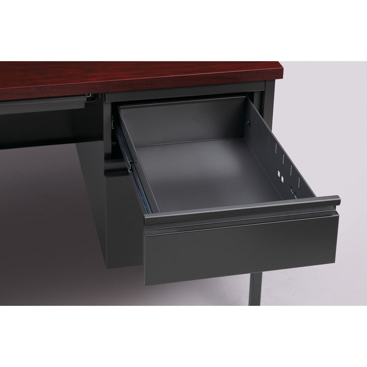 Image of Lorell Desk, Right-Pedestal, Steel, 48"x30"x29-1/2", Mahogany/CCL