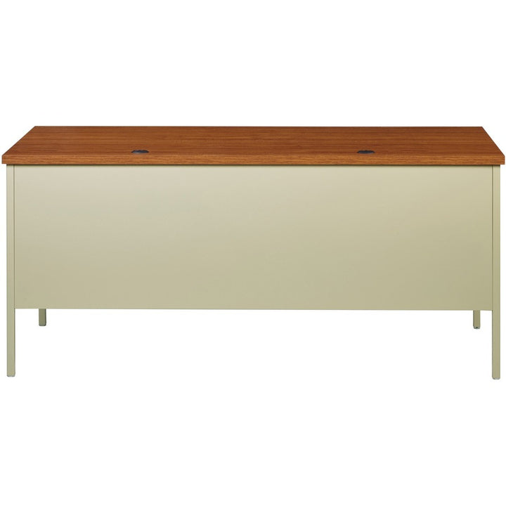 Image of Lorell Desk, Right-Pedestal, Steel 66"x30"x29-1/2", Oak/Putty