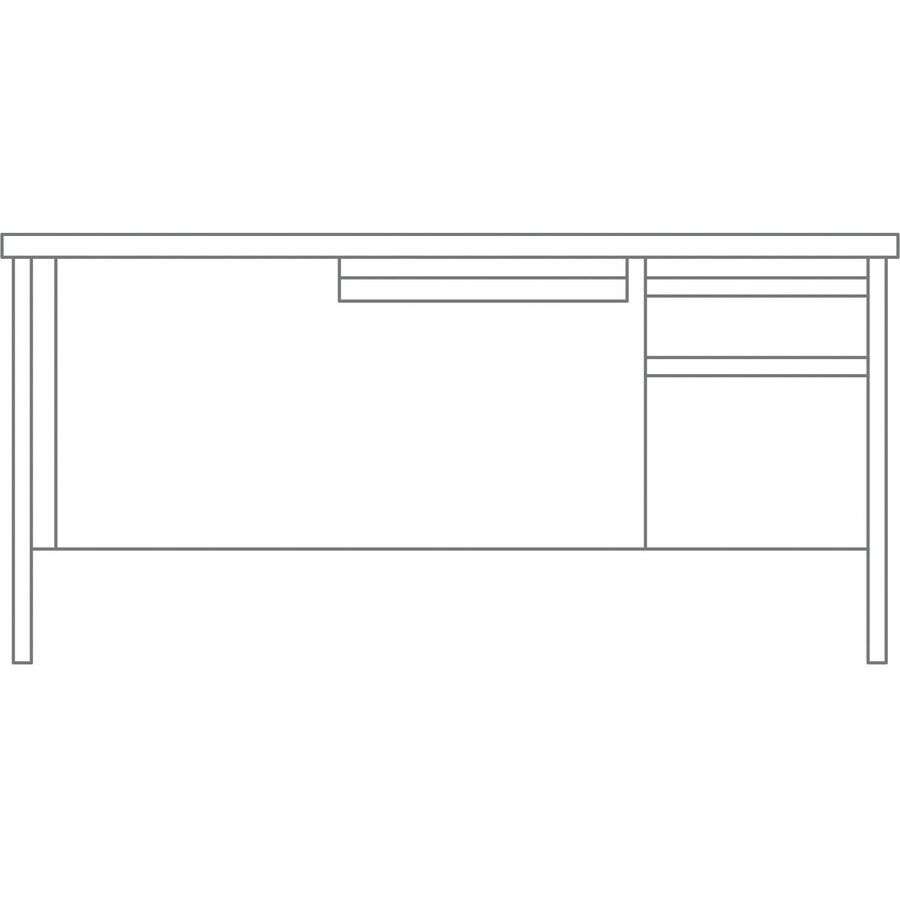 Image of Lorell Desk, Right-Pedestal, Steel 66"x30"x29-1/2", Oak/Putty
