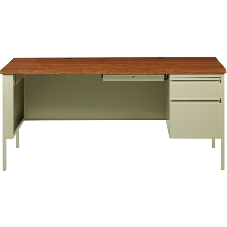 Image of Lorell Desk, Right-Pedestal, Steel 66"x30"x29-1/2", Oak/Putty