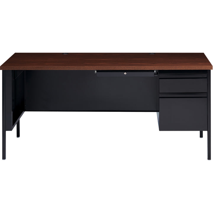 Image of Lorell Desk, Right-Pedestal, Steel, 66"x30"x29-1/2", Walnut/Black