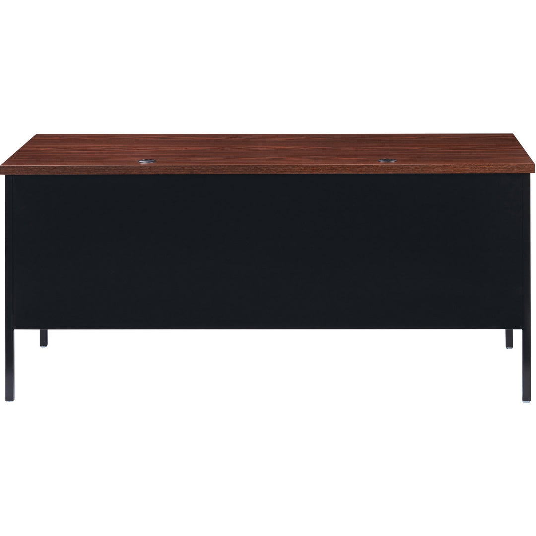 Image of Lorell Desk, Right-Pedestal, Steel, 66"x30"x29-1/2", Walnut/Black